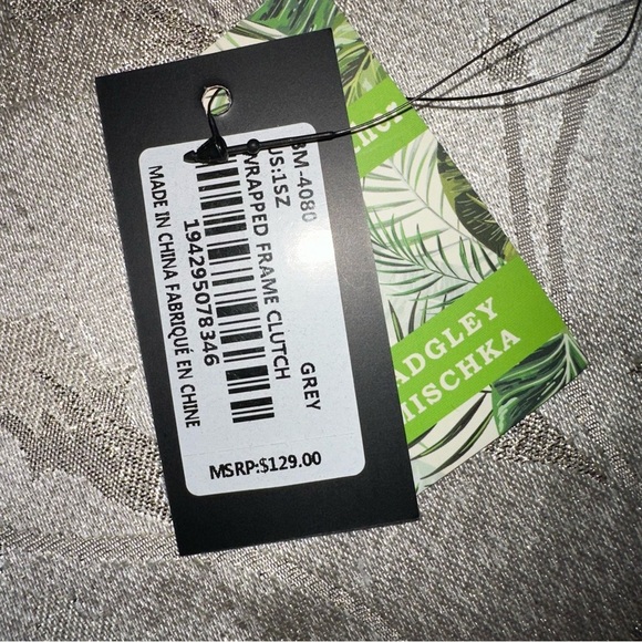 Badgley Mischka Clutch Shoulder Purse - Gray - Wrapped Frame Clutch - Picture 3 of 7